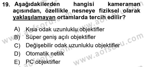 Optik Bakış Dersi 2024 - 2025 Yılı (Final) Dönem Sonu Sınav Soruları 19. Soru