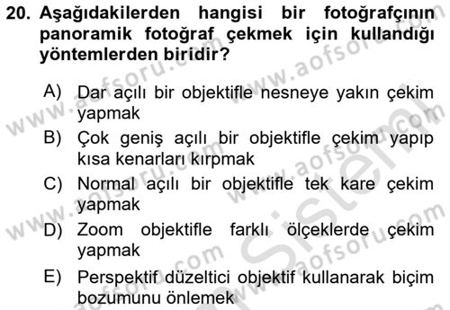Optik Bakış Dersi 2024 - 2025 Yılı (Final) Dönem Sonu Sınav Soruları 20. Soru