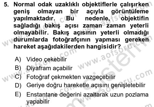 Optik Bakış Dersi 2024 - 2025 Yılı (Final) Dönem Sonu Sınav Soruları 5. Soru