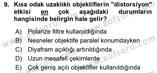 Optik Bakış Dersi 2024 - 2025 Yılı (Final) Dönem Sonu Sınav Soruları 9. Soru