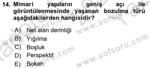 Optik Bakış Dersi 2024 - 2025 Yılı Yaz Okulu Sınav Soruları 14. Soru