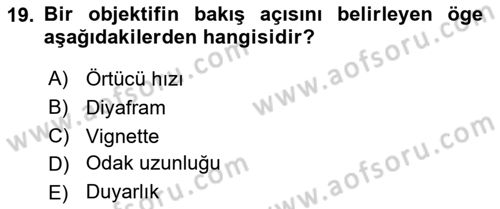 Optik Bakış Dersi 2024 - 2025 Yılı Yaz Okulu Sınav Soruları 19. Soru