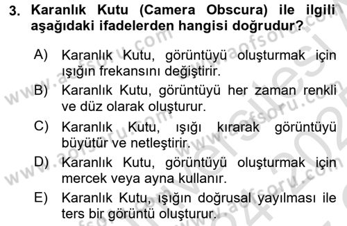 Optik Bakış Dersi 2024 - 2025 Yılı Yaz Okulu Sınav Soruları 3. Soru