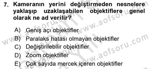 Optik Bakış Dersi 2024 - 2025 Yılı Yaz Okulu Sınav Soruları 7. Soru