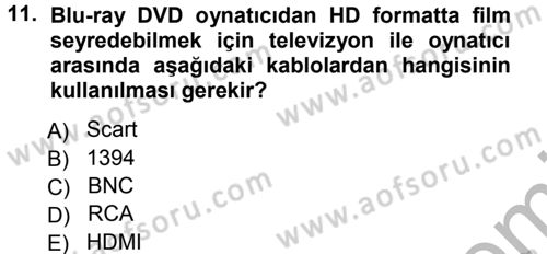 Kamera Tekniğine Giriş Dersi Ara Sınavı Deneme Sınav Soruları 11. Soru