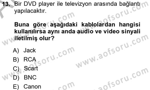 Kamera Tekniğine Giriş Dersi 2012 - 2013 Yılı (Vize) Ara Sınav Soruları 13. Soru