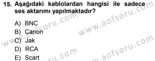 Kamera Tekniğine Giriş Dersi Ara Sınavı Deneme Sınav Soruları 15. Soru