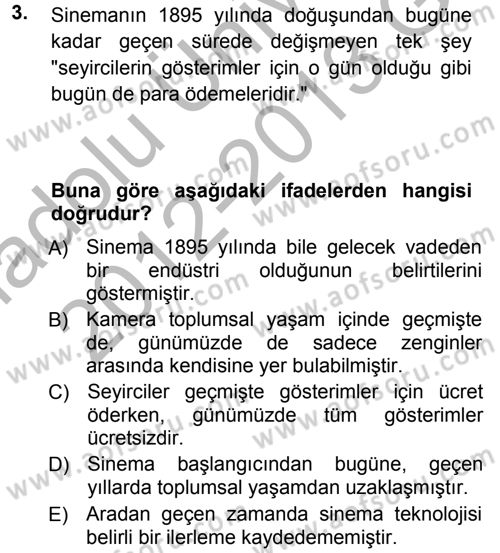 Kamera Tekniğine Giriş Dersi Ara Sınavı Deneme Sınav Soruları 3. Soru