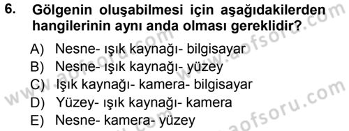 Kamera Tekniğine Giriş Dersi 2012 - 2013 Yılı (Vize) Ara Sınav Soruları 6. Soru