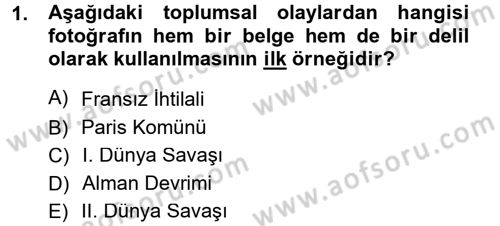 Kamera Tekniğine Giriş Dersi 2012 - 2013 Yılı (Final) Dönem Sonu Sınav Soruları 1. Soru