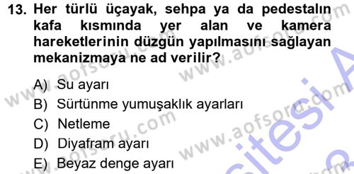 Kamera Tekniğine Giriş Dersi 2012 - 2013 Yılı (Final) Dönem Sonu Sınav Soruları 13. Soru