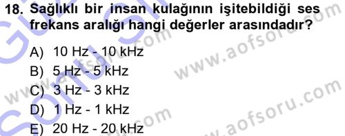 Kamera Tekniğine Giriş Dersi 2012 - 2013 Yılı (Final) Dönem Sonu Sınav Soruları 18. Soru