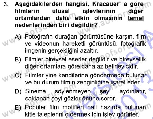 Kamera Tekniğine Giriş Dersi 2012 - 2013 Yılı (Final) Dönem Sonu Sınav Soruları 3. Soru