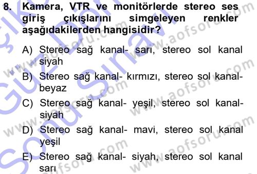 Kamera Tekniğine Giriş Dersi 2012 - 2013 Yılı (Final) Dönem Sonu Sınav Soruları 8. Soru