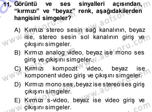 Kamera Tekniğine Giriş Dersi Ara Sınavı Deneme Sınav Soruları 11. Soru