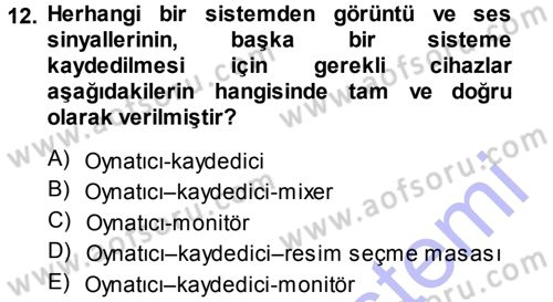 Kamera Tekniğine Giriş Dersi 2013 - 2014 Yılı (Vize) Ara Sınav Soruları 12. Soru