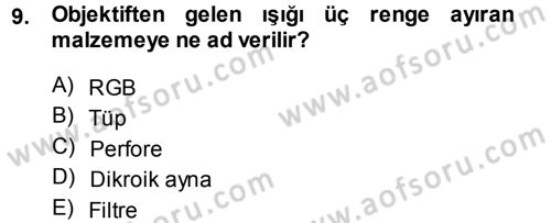 Kamera Tekniğine Giriş Dersi Ara Sınavı Deneme Sınav Soruları 9. Soru