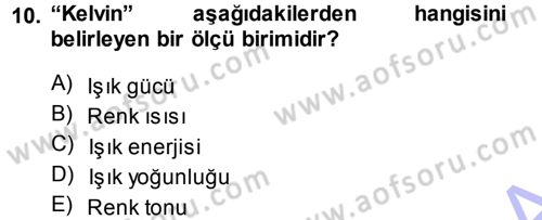 Kamera Tekniğine Giriş Dersi 2013 - 2014 Yılı (Final) Dönem Sonu Sınav Soruları 10. Soru