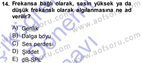 Kamera Tekniğine Giriş Dersi 2013 - 2014 Yılı (Final) Dönem Sonu Sınav Soruları 14. Soru