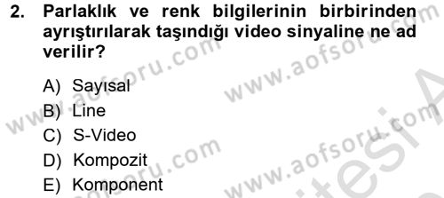 Kamera Tekniğine Giriş Dersi 2013 - 2014 Yılı Tek Ders Sınav Soruları 2. Soru