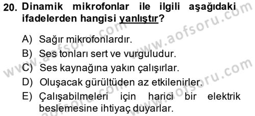 Kamera Tekniğine Giriş Dersi 2013 - 2014 Yılı Tek Ders Sınav Soruları 20. Soru