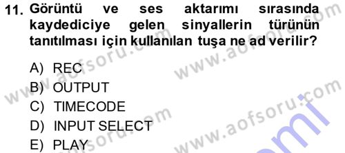 Kamera Tekniğine Giriş Dersi 2014 - 2015 Yılı (Vize) Ara Sınav Soruları 11. Soru