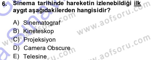 Kamera Tekniğine Giriş Dersi Ara Sınavı Deneme Sınav Soruları 6. Soru