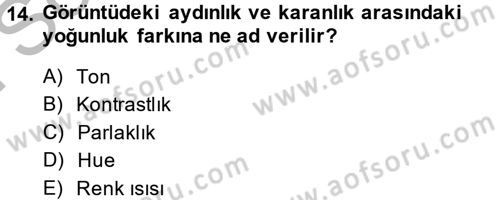 Kamera Tekniğine Giriş Dersi 2014 - 2015 Yılı (Final) Dönem Sonu Sınav Soruları 14. Soru