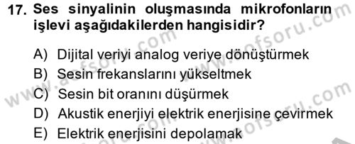 Kamera Tekniğine Giriş Dersi 2014 - 2015 Yılı (Final) Dönem Sonu Sınav Soruları 17. Soru