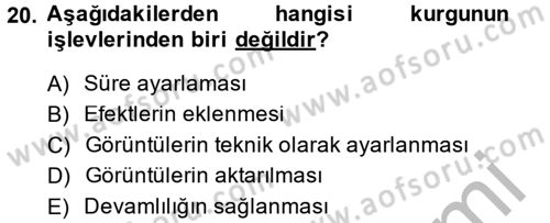 Kamera Tekniğine Giriş Dersi 2014 - 2015 Yılı (Final) Dönem Sonu Sınav Soruları 20. Soru