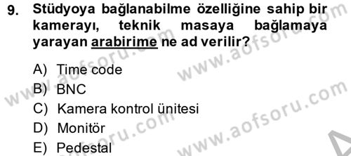 Kamera Tekniğine Giriş Dersi 2014 - 2015 Yılı (Final) Dönem Sonu Sınav Soruları 9. Soru