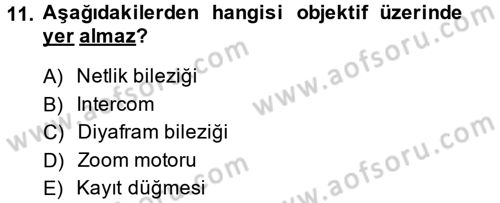 Kamera Tekniğine Giriş Dersi 2014 - 2015 Yılı Tek Ders Sınav Soruları 11. Soru