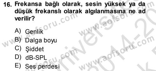 Kamera Tekniğine Giriş Dersi 2014 - 2015 Yılı Tek Ders Sınav Soruları 16. Soru