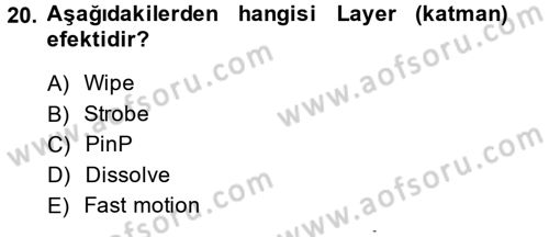 Kamera Tekniğine Giriş Dersi 2014 - 2015 Yılı Tek Ders Sınav Soruları 20. Soru