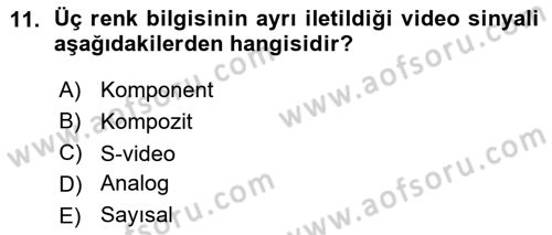 Kamera Tekniğine Giriş Dersi Ara Sınavı Deneme Sınav Soruları 11. Soru