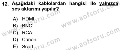 Kamera Tekniğine Giriş Dersi 2015 - 2016 Yılı (Vize) Ara Sınav Soruları 12. Soru