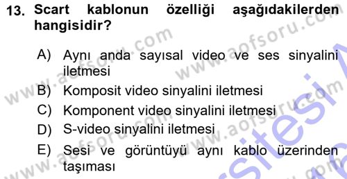 Kamera Tekniğine Giriş Dersi Ara Sınavı Deneme Sınav Soruları 13. Soru