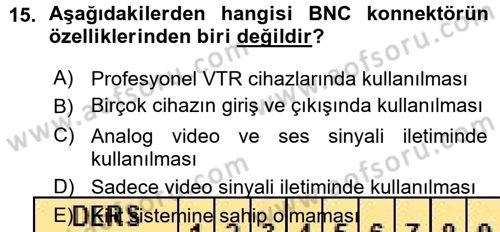 Kamera Tekniğine Giriş Dersi 2015 - 2016 Yılı (Vize) Ara Sınav Soruları 15. Soru