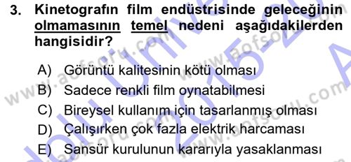 Kamera Tekniğine Giriş Dersi Ara Sınavı Deneme Sınav Soruları 3. Soru