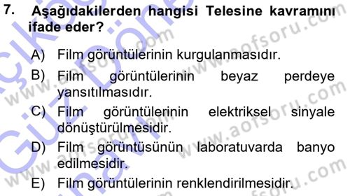 Kamera Tekniğine Giriş Dersi Ara Sınavı Deneme Sınav Soruları 7. Soru