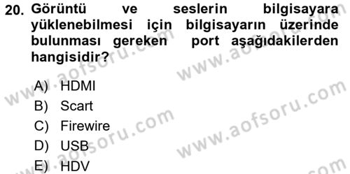 Kamera Tekniğine Giriş Dersi 2015 - 2016 Yılı (Final) Dönem Sonu Sınav Soruları 20. Soru