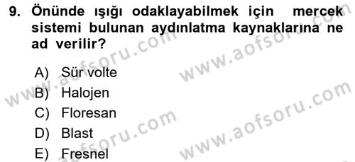 Kamera Tekniğine Giriş Dersi 2015 - 2016 Yılı (Final) Dönem Sonu Sınav Soruları 9. Soru
