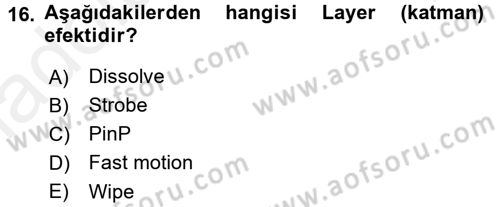 Kamera Tekniğine Giriş Dersi 2015 - 2016 Yılı Tek Ders Sınav Soruları 16. Soru