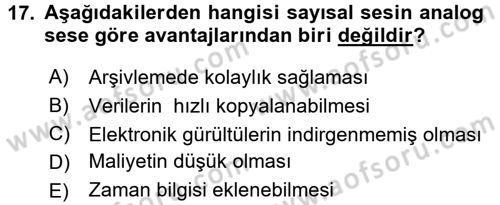 Kamera Tekniğine Giriş Dersi 2015 - 2016 Yılı Tek Ders Sınav Soruları 17. Soru