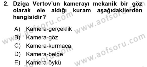Kamera Tekniğine Giriş Dersi 2015 - 2016 Yılı Tek Ders Sınav Soruları 2. Soru