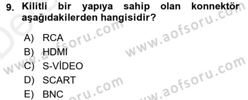 Kamera Tekniğine Giriş Dersi 2015 - 2016 Yılı Tek Ders Sınav Soruları 9. Soru