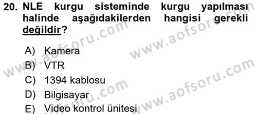 Kamera Tekniğine Giriş Dersi 2016 - 2017 Yılı 3 Ders Sınav Soruları 20. Soru