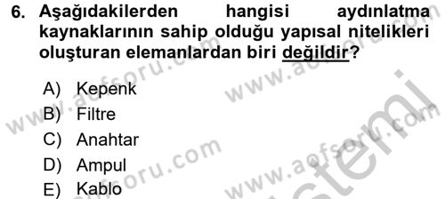 Kamera Tekniğine Giriş Dersi 2016 - 2017 Yılı 3 Ders Sınav Soruları 6. Soru