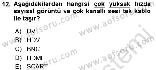 Kamera Tekniğine Giriş Dersi Ara Sınavı Deneme Sınav Soruları 12. Soru
