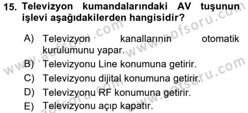 Kamera Tekniğine Giriş Dersi Ara Sınavı Deneme Sınav Soruları 15. Soru